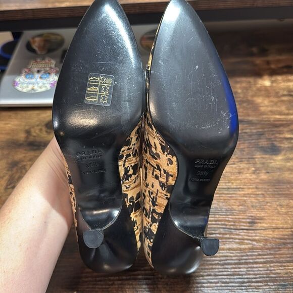 Prada black and brown print heels size 36.5 EU (6.5 US) - Picture 9 of 12